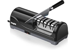 Electric Knife Sharpener, 3-Stage Knife Sharpener Electric with 100% Diamond Abrasives, 20° Precision Angle Guide, Fast & Saf