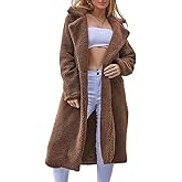 HrreBro Long Fleece Jacket Women Fall Winter Trench Coat Fuzzy Sherpa Trendy Casual Cardigan Outwear