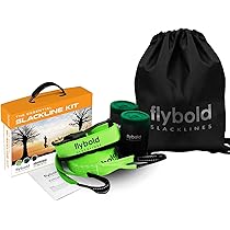 flybold Slackline Kit with Training Line Tree Protectors Ratchet