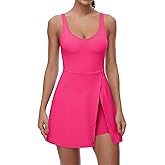 FOMELY Tennis Dress for Women, U Neck Workout Dress with Built in Shorts and Bra for Sleeveless Golf Dresses for Women