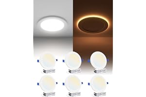 Ensenior 6 Pack 6 Inch LED Recessed Pot Light with Night Light, Dimmable, 2700K-5000K 5CCT, 1050LM 12W 120V, High Brightness 