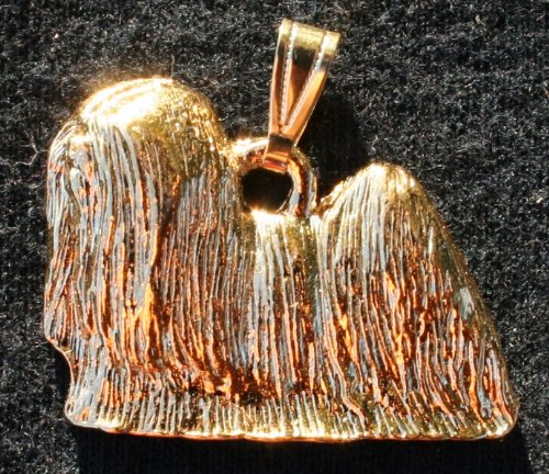 Lhasa Apso Dog 24k Gold Plated Pewter Pendant