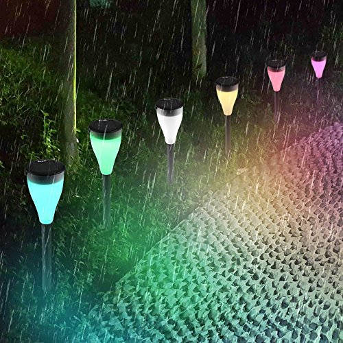 Icicle Color Changing Solar Lights,6 Pack Waterproof Outdoor Landscape Path Lights with 7 Color and 3 Modes Setting,Perfect Decoration Lighting for Garden Pathways & Flower Beds,Yard,Lawn,Fence - Thumbnail 3