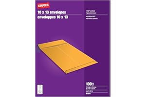 Staples Kraft Catalogue Envelopes with Gummed Flaps - 10" x 13" - Brown - 100 Pack