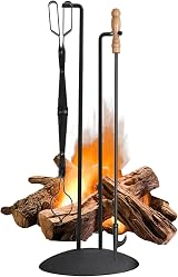 AGM Fire Hook 81cm & Fireplace Pliers 64cm Wrought Iron Wood Fire Tool Set view 7