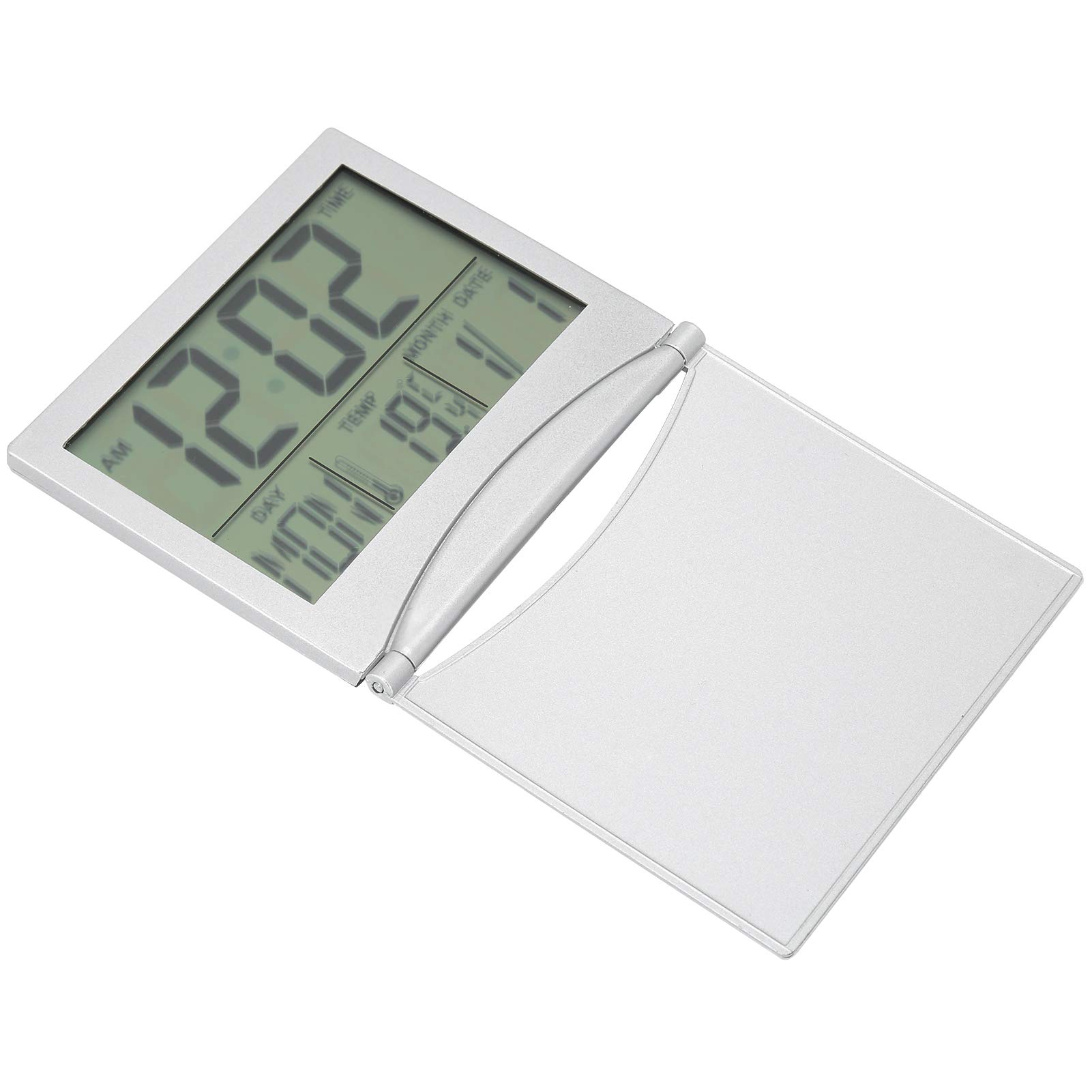 Goshyda Digital Clock, Travel Digital LCD Alarm Folding Calendar Time Thermometer Clock for Travel Gifts
