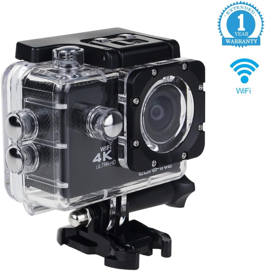 Eonfine 4K Sport Action Camera, 2 Inch LCD Screen 16 MP Full HD 1080P 60fps Wi-Fi Remote Control Waterproof Sports Camera with 170 Ultra Wide-Angle Lens, Including Full Accessories