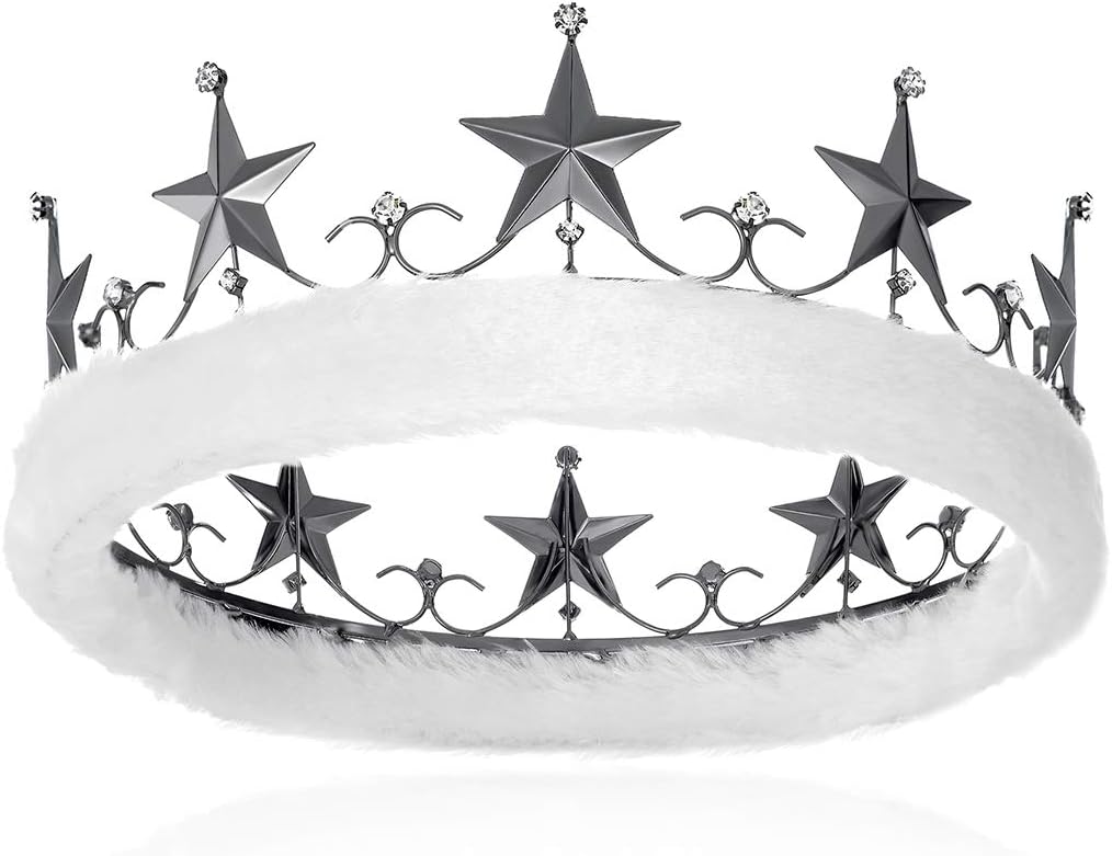 DcZeRong Adults Men Crown King Birthday Crowns Homecoming Prom Costume King Crown Black Metal Crown