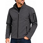 Jeep Mens Softshell Jacket Water and Wind Resistant, Brushed Fleece Backing | Mechanical Stretch for Unrestricted Movement, Zip Pockets and Sleeve Patch Pocket, Lightweight Everyday Outerwear