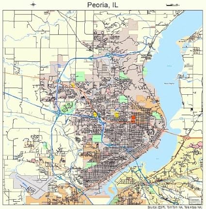 Amazon.com: Large Street &amp; Road Map of Peoria, Illinois IL - Printed ...