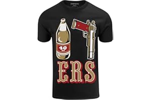 ShirtBANC Mens Golden Empire Shirt 40 Oz Bottle 9 MM Gold Gun ERS California Tee