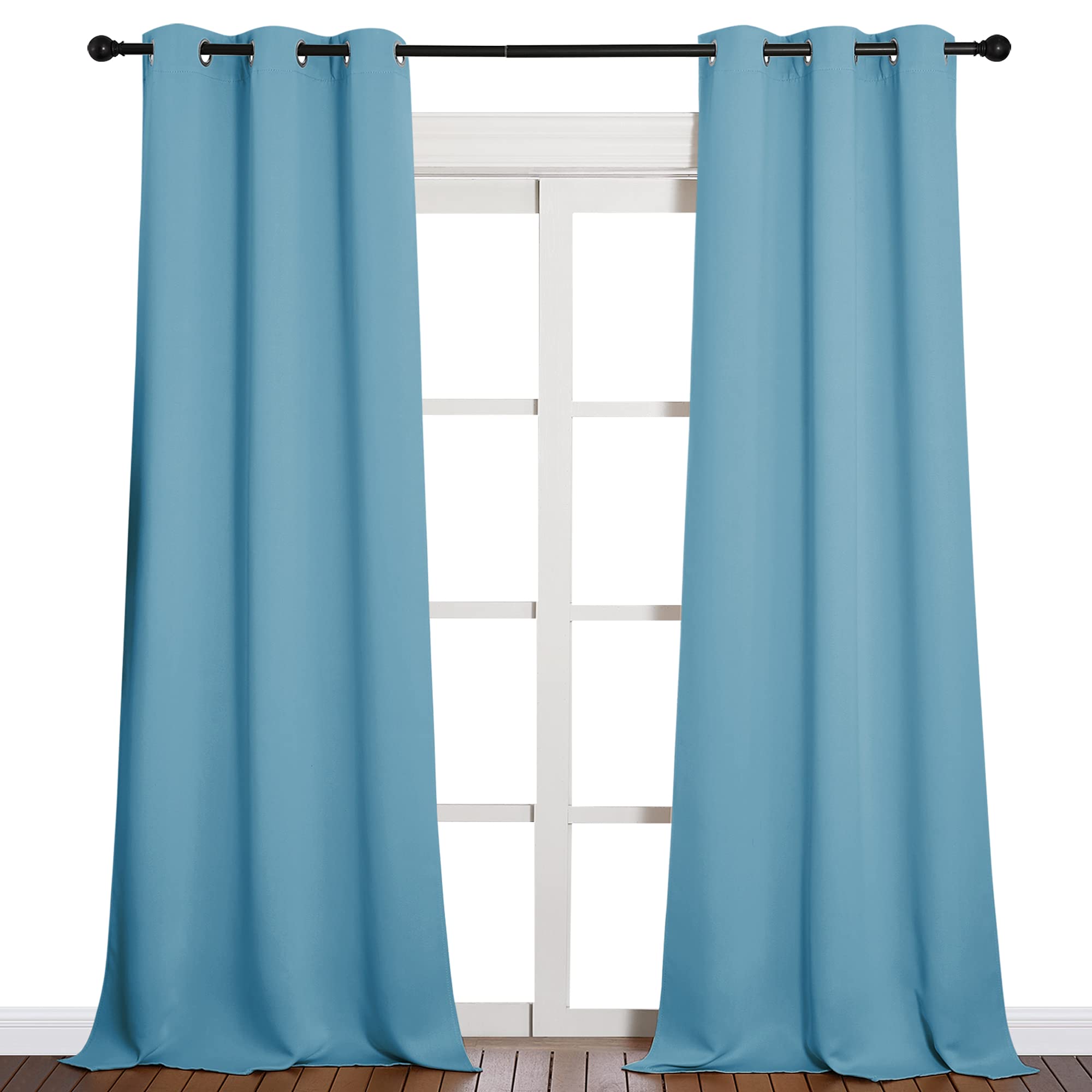 NICETOWN Room Darkening Curtain Panels - Toddler Boy Bedroom Drapes with Grommet, Energy Smart Window Treatment Curtains(Teal Blue, 42 inches W x 90 inches L, 2 Panels) Image