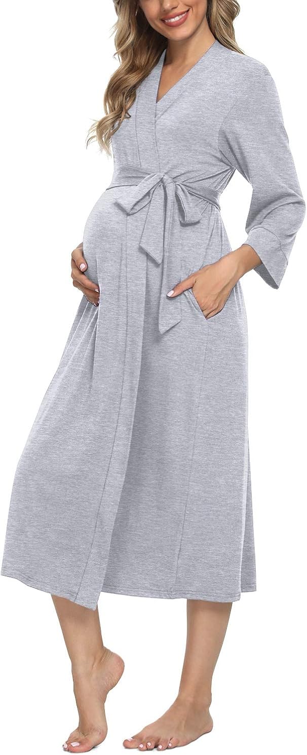Buy Xpenyo Women's Maternity Sleepwear Robes Long Bathrobe Pregnancy Loungewear Labor/Delivery