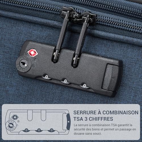 British Traveller Large Luggage Suitcase, 79.5 x 49 x 32.5 cm, 100 L, Soft and Expandable Suitcase (+3.5 cm) – Lightweight and Durable with 4 Silent 360° Wheels and TSA Lock, Navy