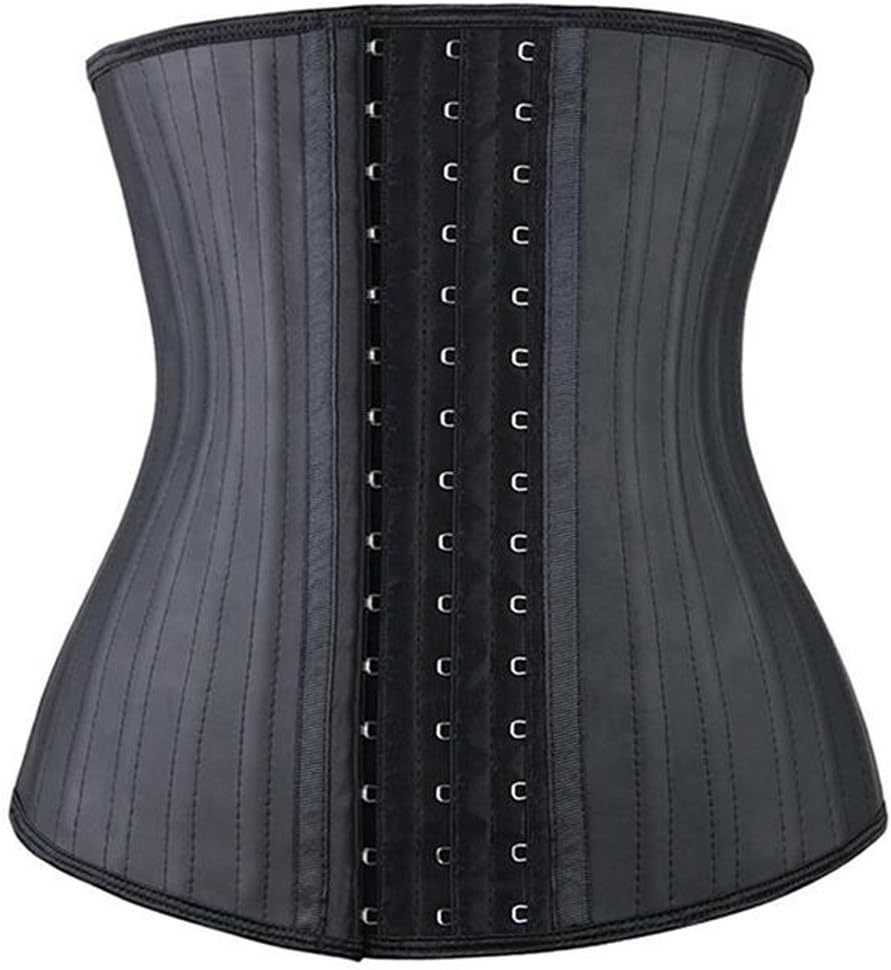 Manladi Women 9 Steel Boned Latex Waist Trainer Corset Black Slimming Waist Shaper