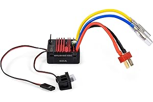 9IMOD 2026 New 60A Brushed 2-3S Waterproof ESC, Electronic Speed Controller with Power Witch, WP 1060 RC ESC for 1/10 Scale RC Crawler Car, Boats, Truck (T-Plug)