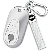 Joouheax for Mercedes-Benz Key Fob Cover with Keychain, Soft TPU Full Protection Car Key Case Shell for Benz S-Class G-Class E-Class EQE EQS 2020 2021 2022 2023 2024 2025, Silver