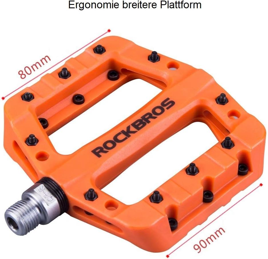 ROCKBROS Bike Pedals Nylon Fiber 9/16" Cycling Wide Platform Flat Bicycle Pedals for Road Cycling Bike 3 Bearings Pedals Antiskid Waterproof Dustproof - Image 5