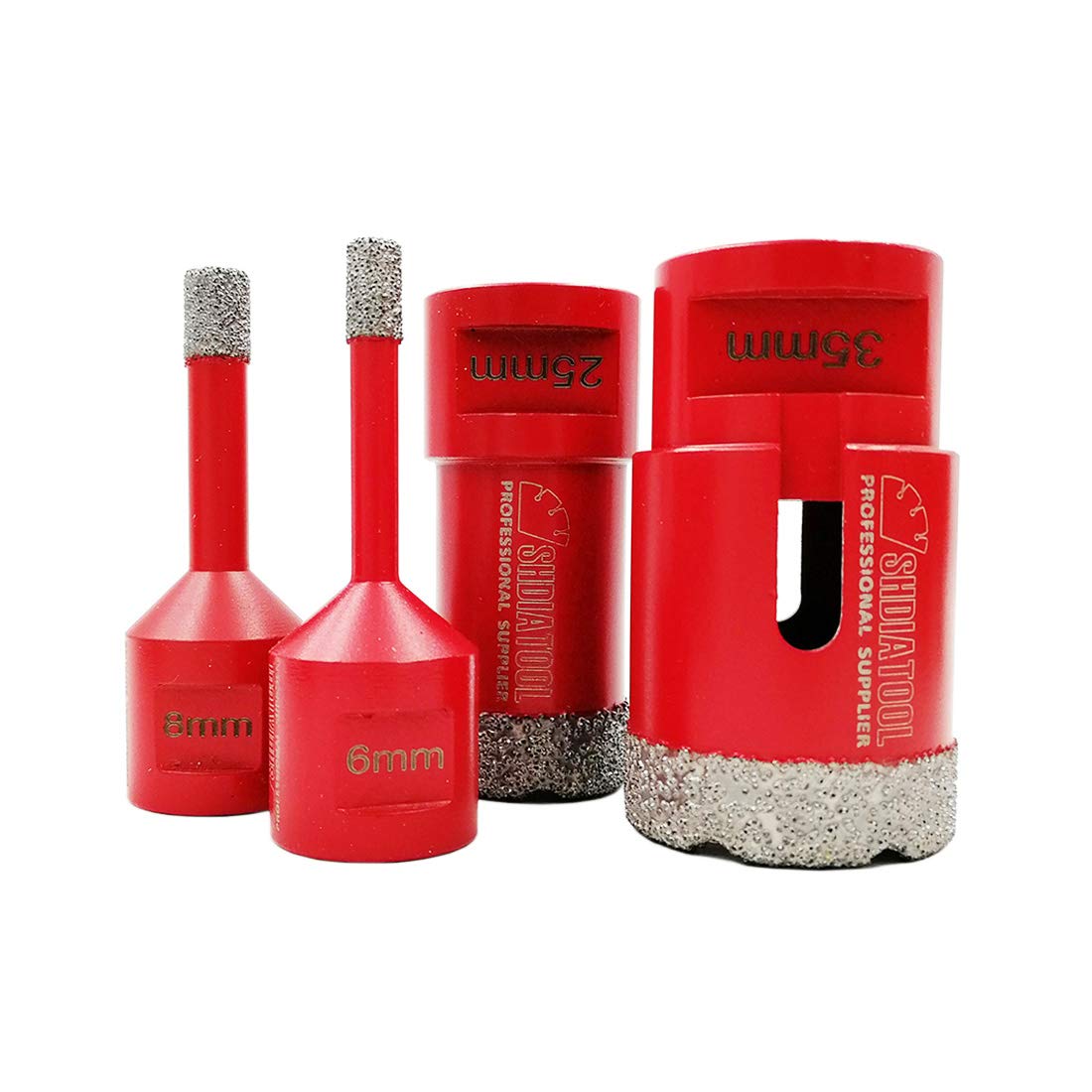 SHDIATOOL Dry Diamond Drill Core Bits 4pcs / Set Diameter 6/8/25/35mm Vacuum Brazed Hole Saw M14 Thread for Tile Porcelain Granite Marble