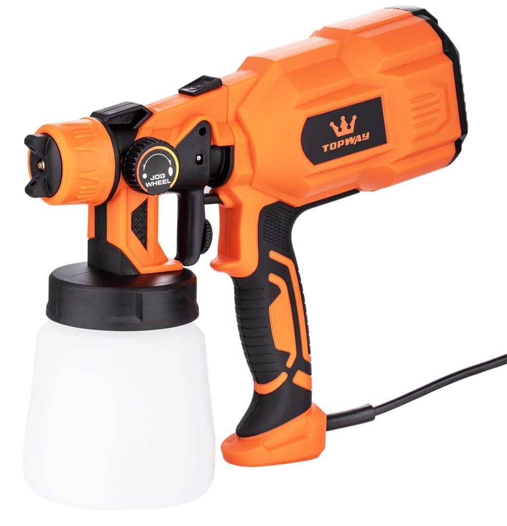 TOPWAY Electric Paint Sprayer, 550W 800ml Painting Spray Gun with 2 Nozzles and 3 Spray Patterns for Fences Walls Ceilings Wood Treatment Furniture Undercoat 100495