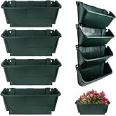 Self-Watering Wall Mounted Planter Set, Indoor and Outdoor Vertical Planter, Stackable Wall Mounted, for Balcony Decoration(Blackish Green 4 Pack)