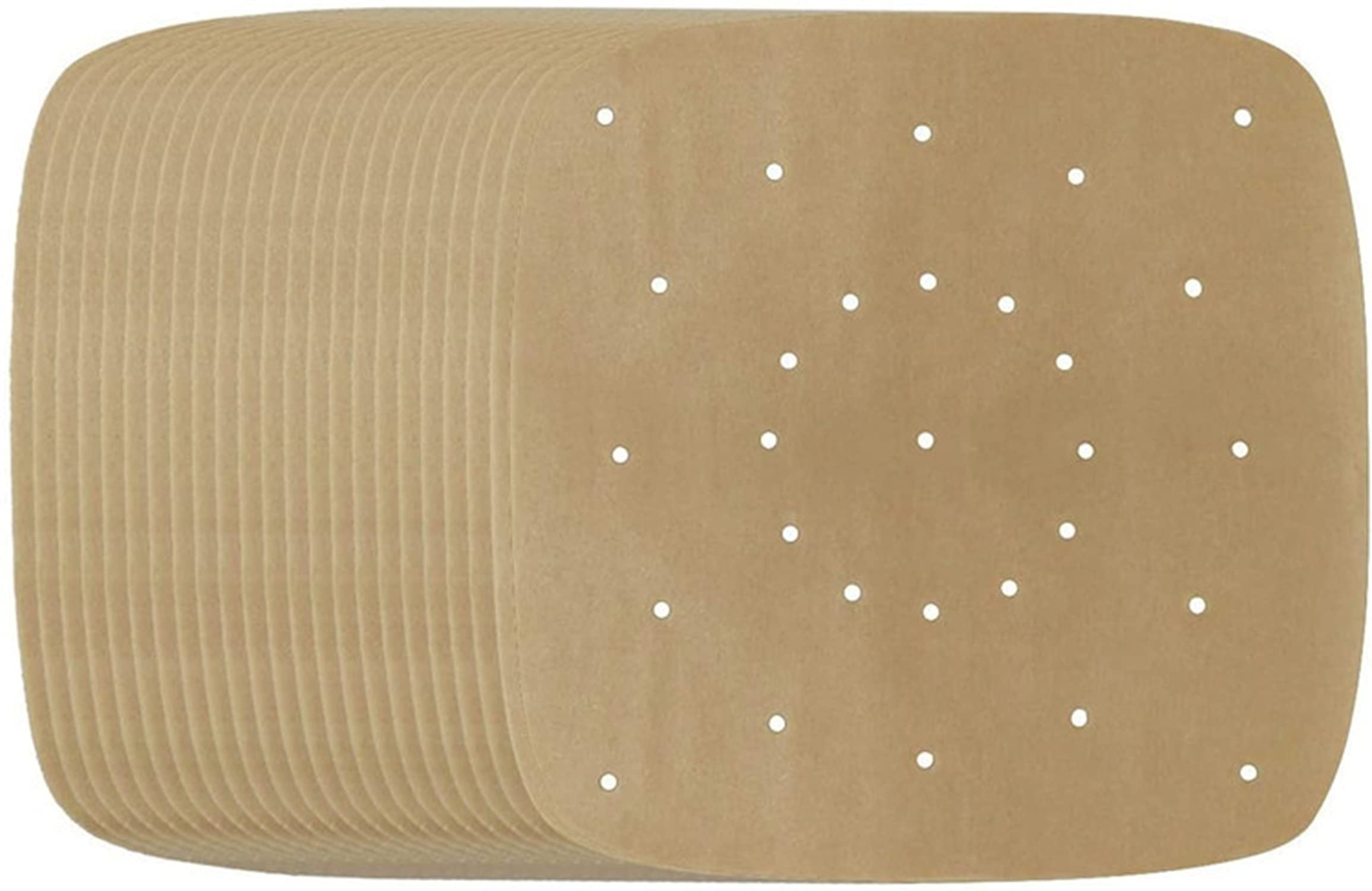 100 Sheets Air Fryer Liners Perforated Square Baking Parchment Paper Non-Stick Greaseproof Steaming Parchment Sheet Unbleached Bamboo Steamer Paper for Grill Cook Steam Cake Tin Liners