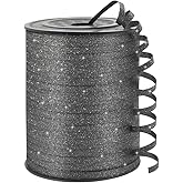 Black Glitter Curling Ribbon, 1/5" Wide x 500 Yards Christmas Curling Ribbons for Gift Wrapping, Party Decoration, Balloon String, Crafting, Balloon Ribbons for Florist Flower (1 Roll)