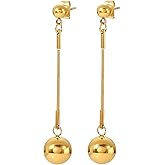 G&L Collectives Gold Plated Stainless Steel Ball Dangle Earring | 18k Gold Plated | Modern Elegance Everyday Jewelry