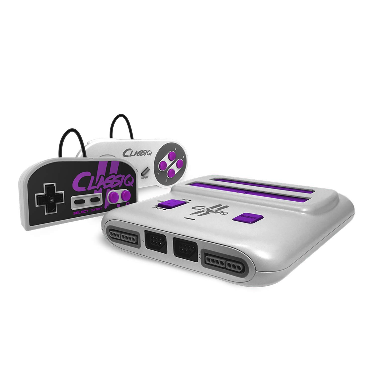 Old Skool Classiq 2 AV Version Twin Video Game System, Grey/Purple Compatible with SNES/NES Nintendo and Super Nintendo cartridges: Video Games