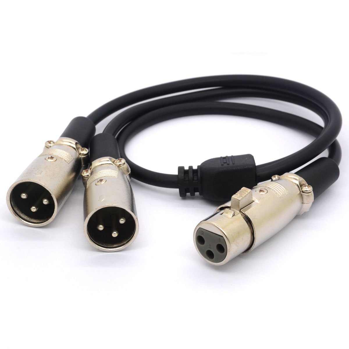 HTGuoji XLR Cable Y Splitter Adapter - Female To Dual Male Y Extension Cords for Microphone Audio - 50CM