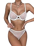 Lilosy Petite Sexy Mesh Sheer Underwire Push Up