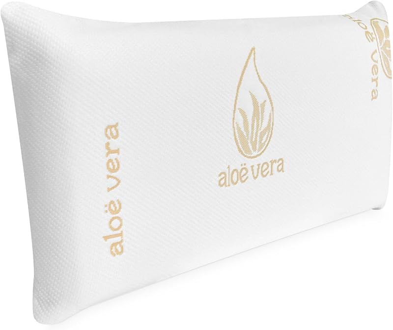 - Almohada Viscoelástica Aloe Vera Visco | Máximo Confort y Excelente Adaptabilidad con Propiedades Antiestrés | 75 x 40 cm