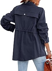 Ebifin Women's Military Anorak Jacket Zip Up Snap