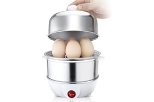 Hard Boiled Egg Cooker - CACHOO 14-Egg Rapid Stainless Steel Egg Boiler with 30-Min Timer & Auto Shut Off, Compact Electric V