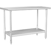 Hardura Stainless Steel Work Table 24x48 Inches | Metal Table, Commercial Kitchen Prep Table, Adjustable Undershelf, For Prep