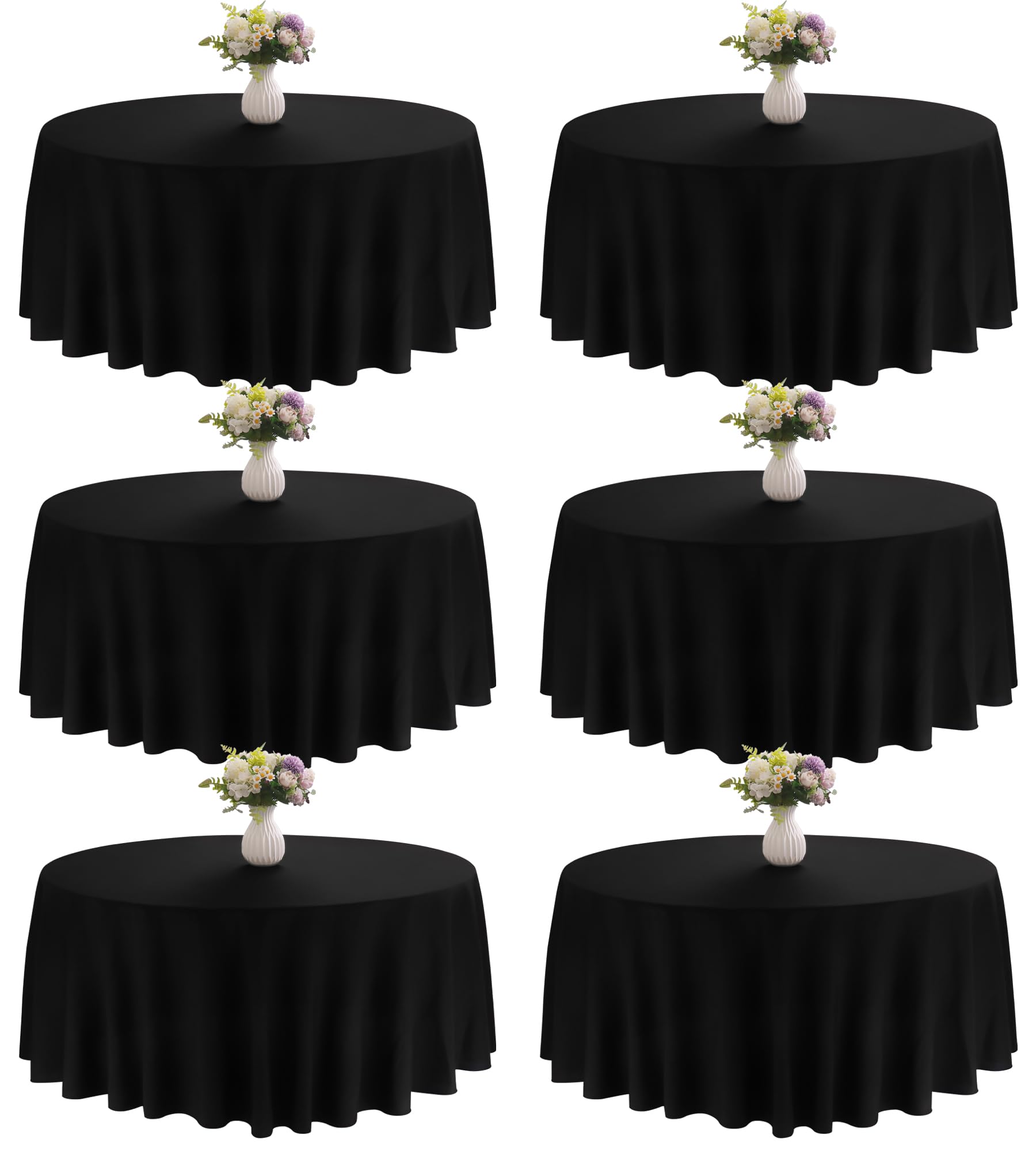 Photo 1 of (incomplete) JALANCY 6 Pack 90 Inch Round Black Polyester Tablecloth Bulk Washable Table Covers