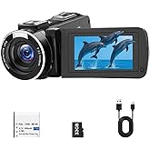 Camcorder Video Camera, Digital Camera 1080P 18X Digital Zoom Cam Corder with Fill Light, 3" 270° Rotatable Screen Webcam Anti-Shake 48MP Vlogging Camera for YouTube with 32GB Card & Battery