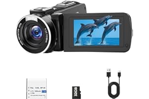 CAMWORLD Camcorder Video Camera 1080P, 48MP Cam Corder 18X Digital Zoom Vlogging Camera for YouTube with Fill Light, 3" 270° Rotatable Screen Webcam Anti-Shake Cameras Video Recorder with 32GB Card & Battery