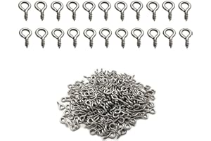 IDEALSV Small Screw Eye Pins (304) Stainless Steel 4mm x 8mm Eyelet Hook for Jewelry Tiny Hook Mini Screws Hooks Ring 300 Pcs