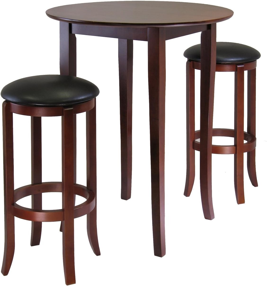 Winsome Fiona 3-Piece Round High Pub Table Set in Antique Walnut Finish