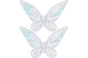 quescu 2Pcs Fairy Wings for Adults,Butterfly Wings for Girls Women,Halloween Costume Sparkle Angel Wings Dress Up Party Favor (White+White)