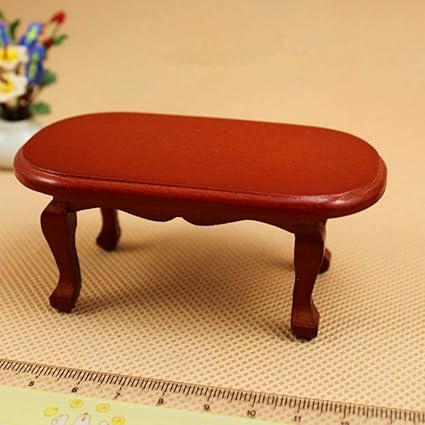 Leoie Simulate Red Wood Mini Tea Table for 1:12 Doll House