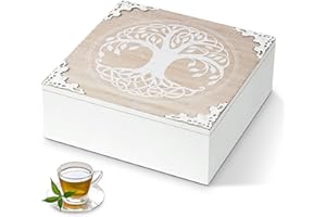 handrong Tea box,Wood Organizer and Storage,Decorative Tea Box Organizer, Tea Organizer for Tea Bags,Tea Bag Holder Organizer for Countertop Kitchen Cabinet Pantry