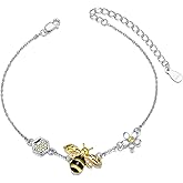 LONAGO 925 Sterling Silver Bee/Sunflower/Red Cardinal Bird/Autism Bracelet You Are My Sunshine Adjustable Chain Jewelry Gift for Women Mom