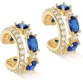 MYEARS Women Ear Cuff Earrings Gold Non Pierced Cartilage Clip on Open Wrap Split Double Hoop 14K Small Simple Hypoallergenic Everyday Jewelry