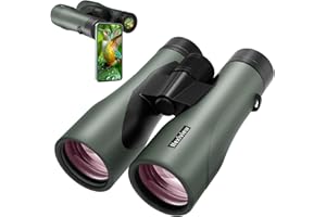 Nexiview 15x52 HD Binoculars for Adults High Powered with Upgraded Phone Adapter - Large View Binoculars with Clear Low Light Vision - Lightweight Waterproof Binoculars for Bird Watching（Green）