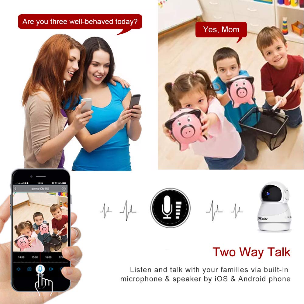 DSafer Wifi Camera 1080P Pan Tilt Zoom 360 Degree Wireless IP Camera with Motion Detection Night Vision 2 Way Audio Indoor Home Security Cloud Camera for Baby/Kids/Pets/Elder Monitor