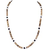BlueRica Coconut Wood &amp; Puka Shell Beads Necklace