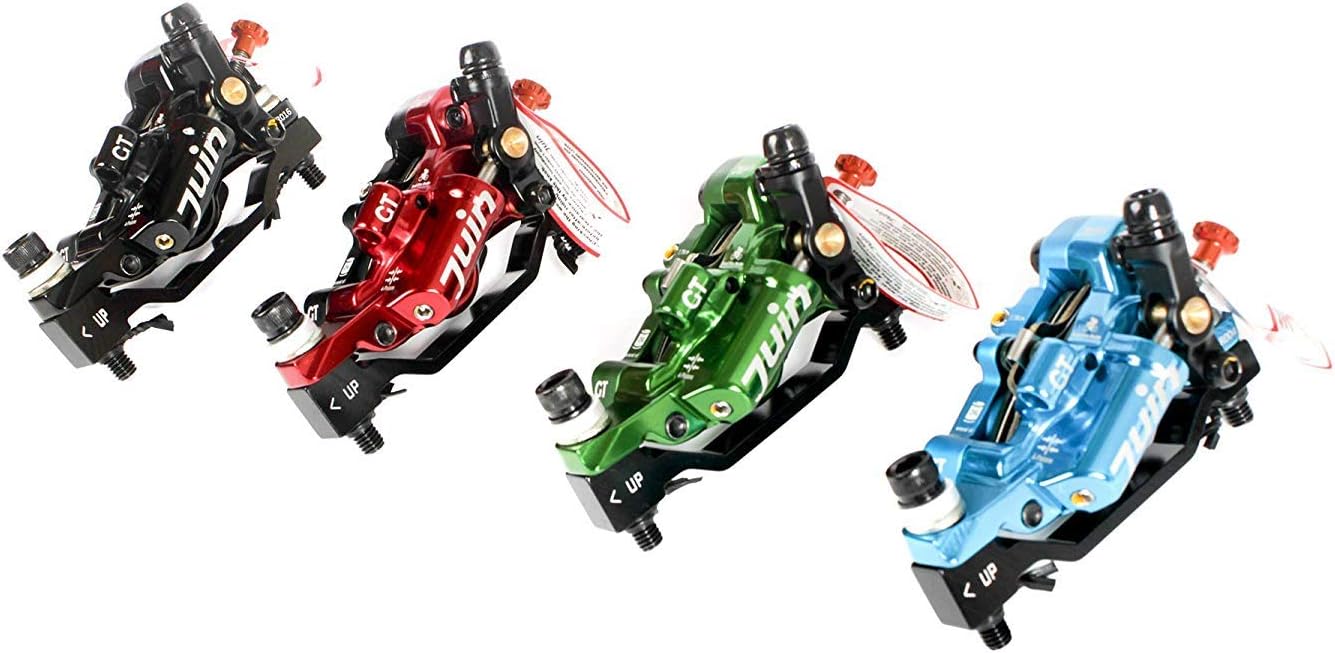 Juin Tech GT-P Road Mountain E-Bike Cyclocross Gravel Bicycle Bike 4-Piston Disc Rotor Brake Caliper Set Ultra Light Hybrid Cycling Brake Set in Black/Red/Blue/Green Colors