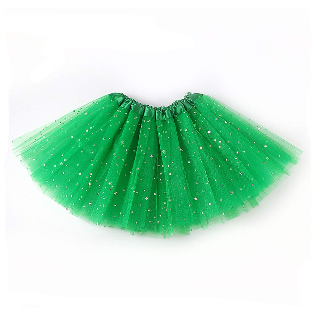 Taigood Girl's Star Sequin Ballet Skirt Princess Sparkling Dress-up Tutu Green One Size